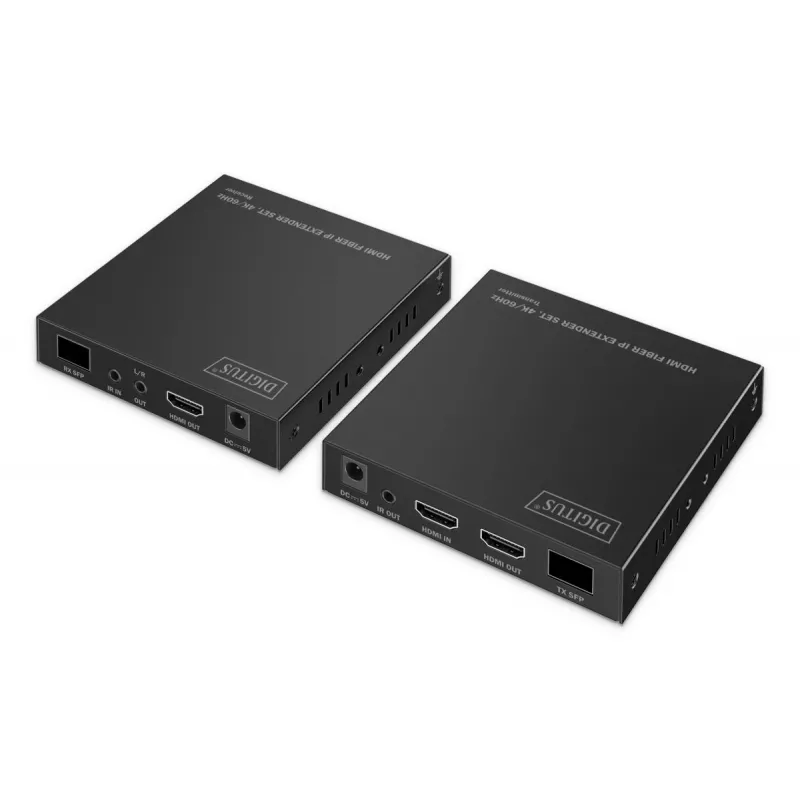 Extensor HDMI Fiber DIGITUS Set - 4K/60Hz, 40 km/300m preto
