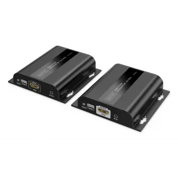 Extensor HDMI IP DIGITUS Set - 4K/60Hz 120/200 m, PoE, um para muitos, CAT, preto