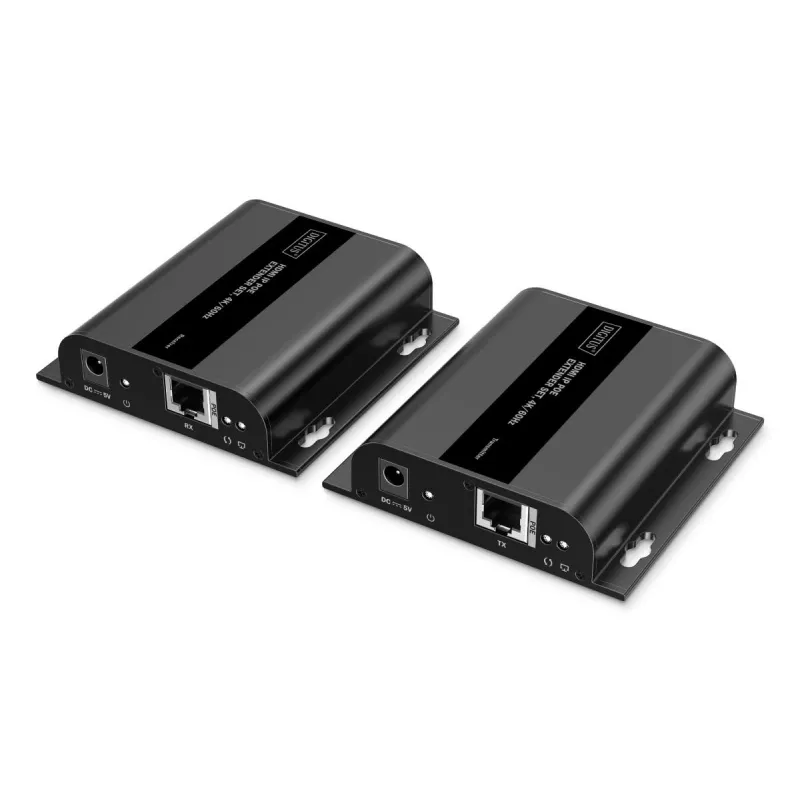 Extensor HDMI IP DIGITUS Set - 4K/60Hz 120/200 m, PoE, um para muitos, CAT, preto