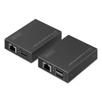 Extensor HDMI KVM DIGITUS Set – 4K/30Hz 40/70m PoC CAT preto