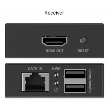 Extensor HDMI KVM DIGITUS Set – 4K/30Hz 40/70m PoC CAT preto