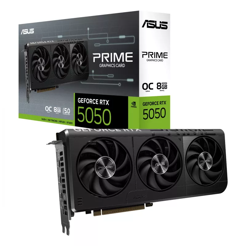 Placa gráfica ASUS GeForce RTX 5050 8 GB GDDR6, PCIe 5.0, 2560 núcleos CUDA, 128 bits, 3xDP 1xHDMI, fonte de alimentação 550W, 268,3×120×50 mm