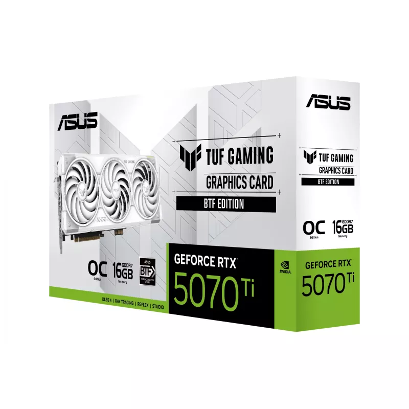 Placa gráfica ASUS TUF NVIDIA GeForce RTX 5070 Ti 16 GB GDDR7 256 bits PCIe 5.0 3 ventoinhas branco