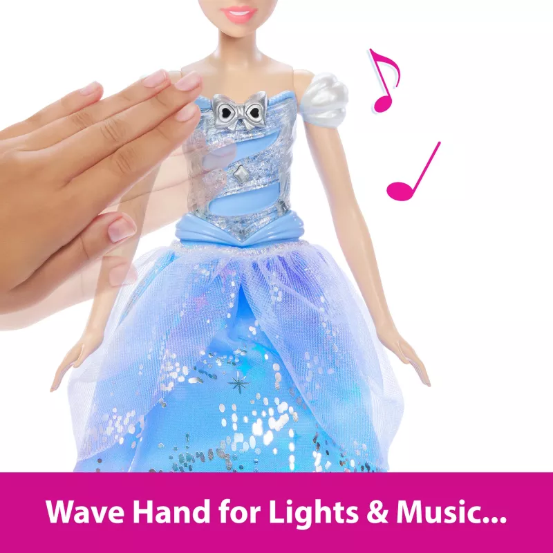 Boneca de moda Disney Princess Verzaubertes Ballkleid Cinderella com luz e som, inspirada no filme