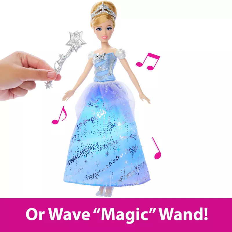 Boneca de moda Disney Princess Verzaubertes Ballkleid Cinderella com luz e som, inspirada no filme