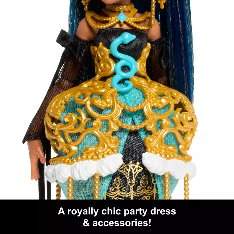 Boneca Monster High Scary Sweet Birthday Cleo De Nile com vestido de festa, balão e presente