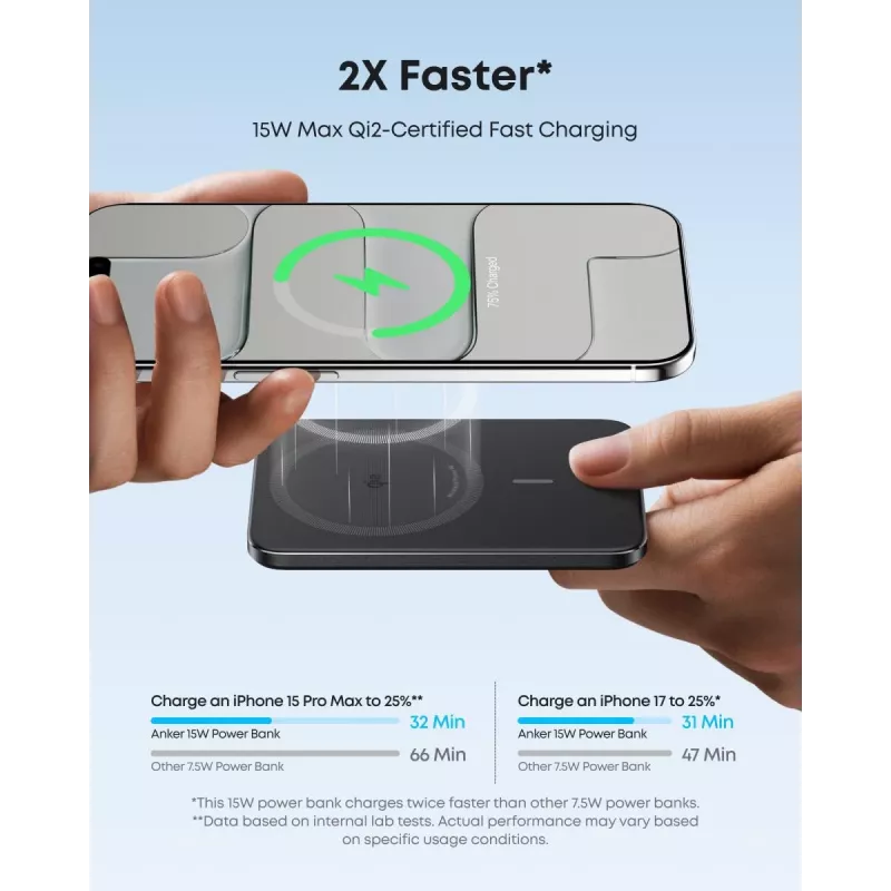 Power bank sem fios magnético ANKER Nano 5000mah 15w preto