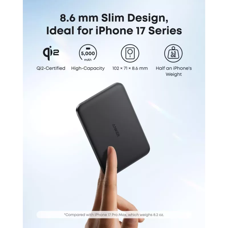 Power bank sem fios magnético ANKER Nano 5000mah 15w preto