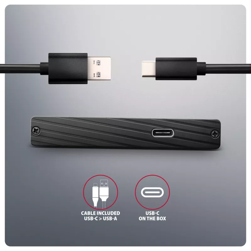 Axagon EE25-XA6C caixa externa compacta de alumínio USB-C 5 Gbit/s – SATA 6G para SSD/HDD de 2,5 inch