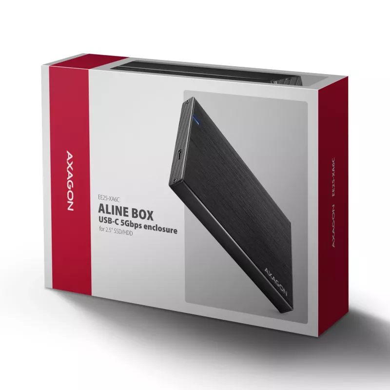 Axagon EE25-XA6C caixa externa compacta de alumínio USB-C 5 Gbit/s – SATA 6G para SSD/HDD de 2,5 inch