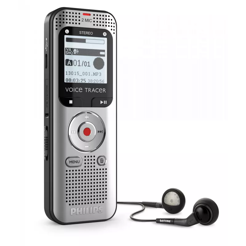 Gravador de voz Philips Voice Tracer DVT2015 memória interna cartão flash prateado 2370 h de tempo de gravação