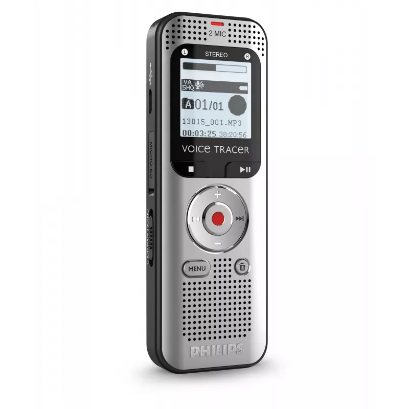 Gravador de voz Philips Voice Tracer DVT2015 memória interna cartão flash prateado 2370 h de tempo de gravação
