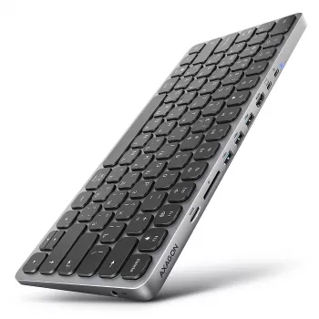Axagon HMC-KB-CRL, hub USB 5Gbps com teclado, HDMI 4K/60Hz, 3x USB-A, SD/mSD, áudio, PD100, layout cirílico