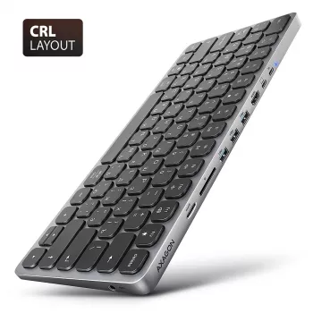 Axagon HMC-KB-CRL, hub USB 5Gbps com teclado, HDMI 4K/60Hz, 3x USB-A, SD/mSD, áudio, PD100, layout cirílico