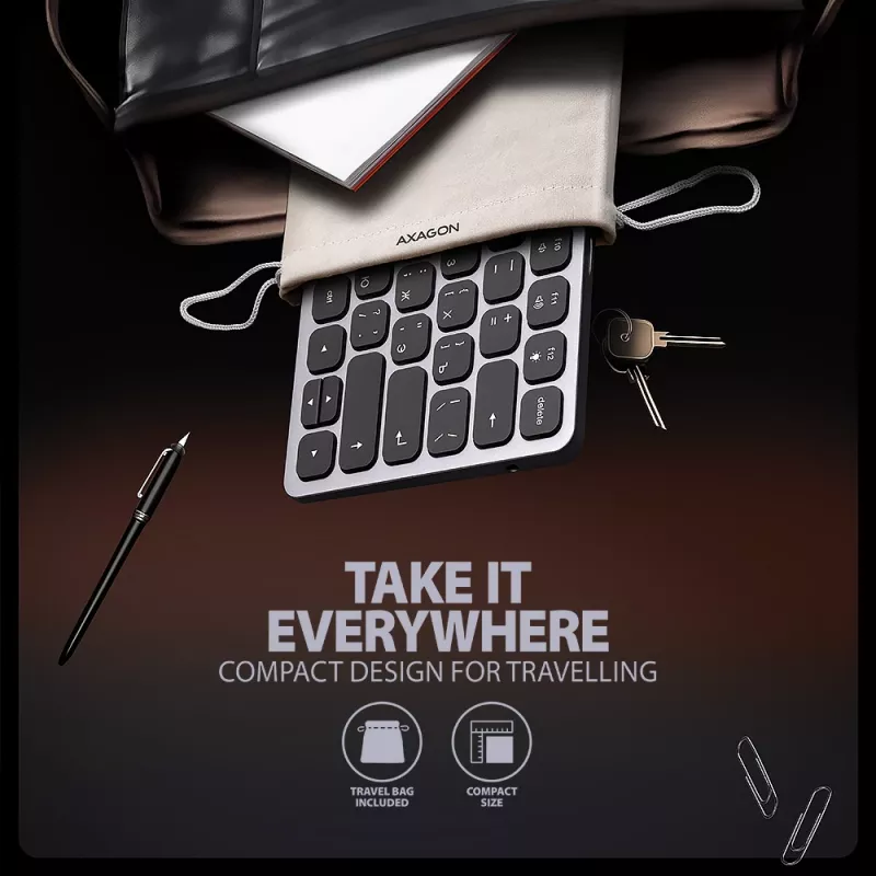 Axagon HMC-KB-CRL, hub USB 5Gbps com teclado, HDMI 4K/60Hz, 3x USB-A, SD/mSD, áudio, PD100, layout cirílico