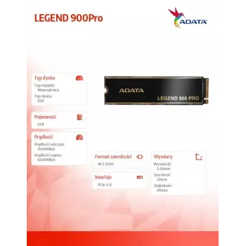 Disco SSD ADATA 4 TB M.2 PCIe 4x4 SLEG-900P-4TCS