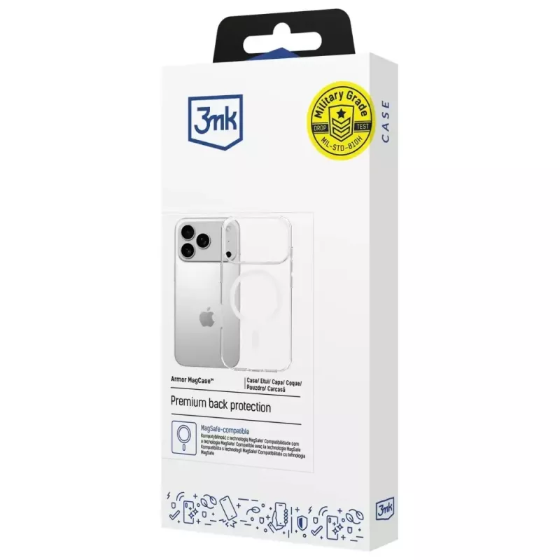 Capa de proteção 3MK Armor MagCase para Apple iPhone 17 Pro, fixação magnética, transparente/fumado