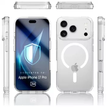 Capa de proteção 3MK Armor MagCase para Apple iPhone 17 Pro, fixação magnética, transparente/fumado