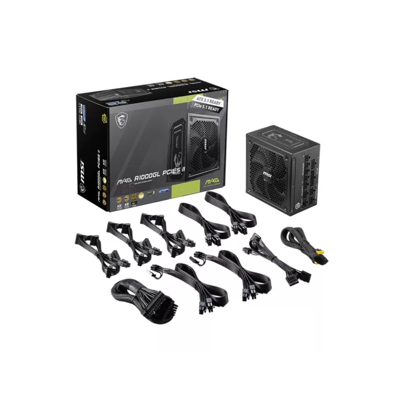 Fonte de alimentação MSI MAG A1000GL PCIE5 II 1000 W 24-Pin ATX ATX preto