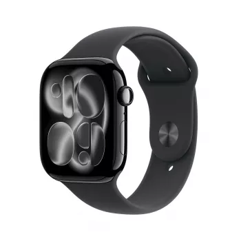 Apple Watch GPS + Cellular 46mm caixa de alumínio Jet Black com bracelete desportiva preta S/M