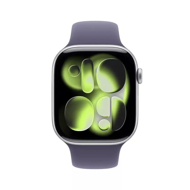Apple Watch Series 11 GPS + Cellular 46mm caixa de alumínio prateada com bracelete desportiva Purple Fog – M/L