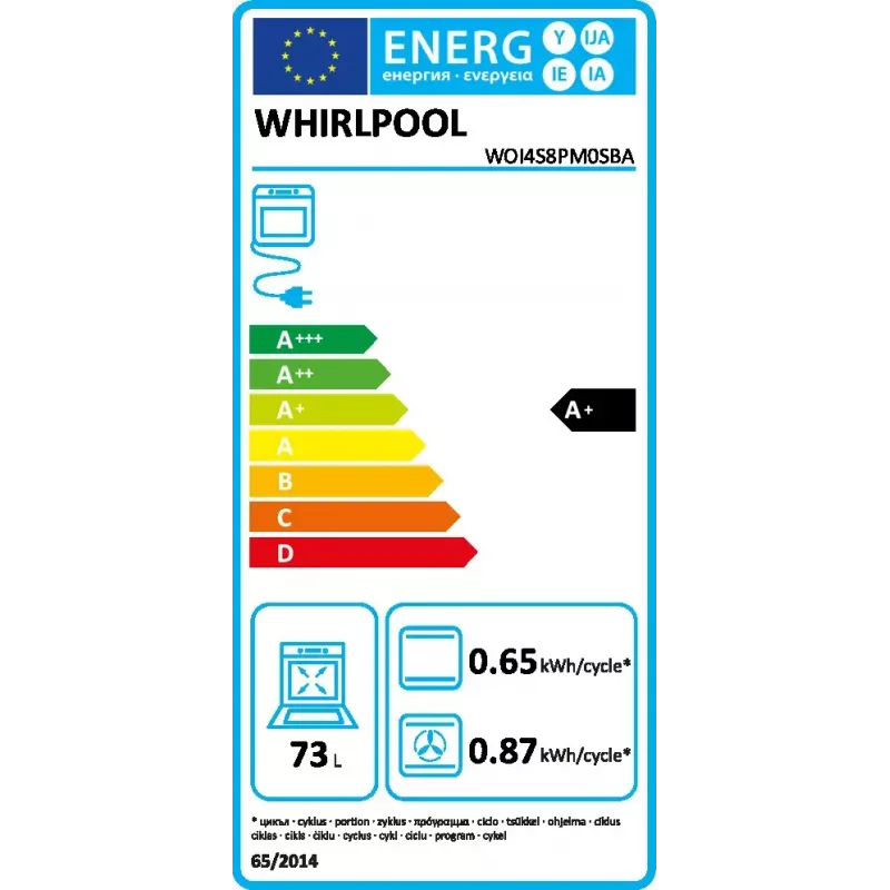 Forno encastrável Whirlpool WOI4S8PM0SBA 73 L preto elétrico com controlo tátil