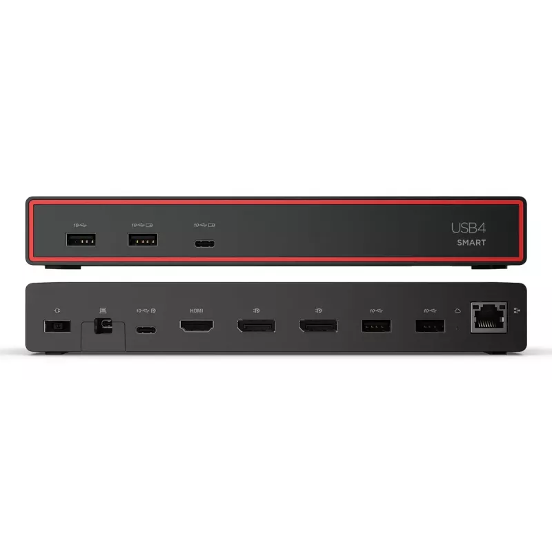 Docking station Lenovo ThinkPad USB4 Smart Dock 5500 – host USB4, 4x USB-A Gen2, HDMI, Gigabit Ethernet, fonte de alimentação 135W, Eclipse preto