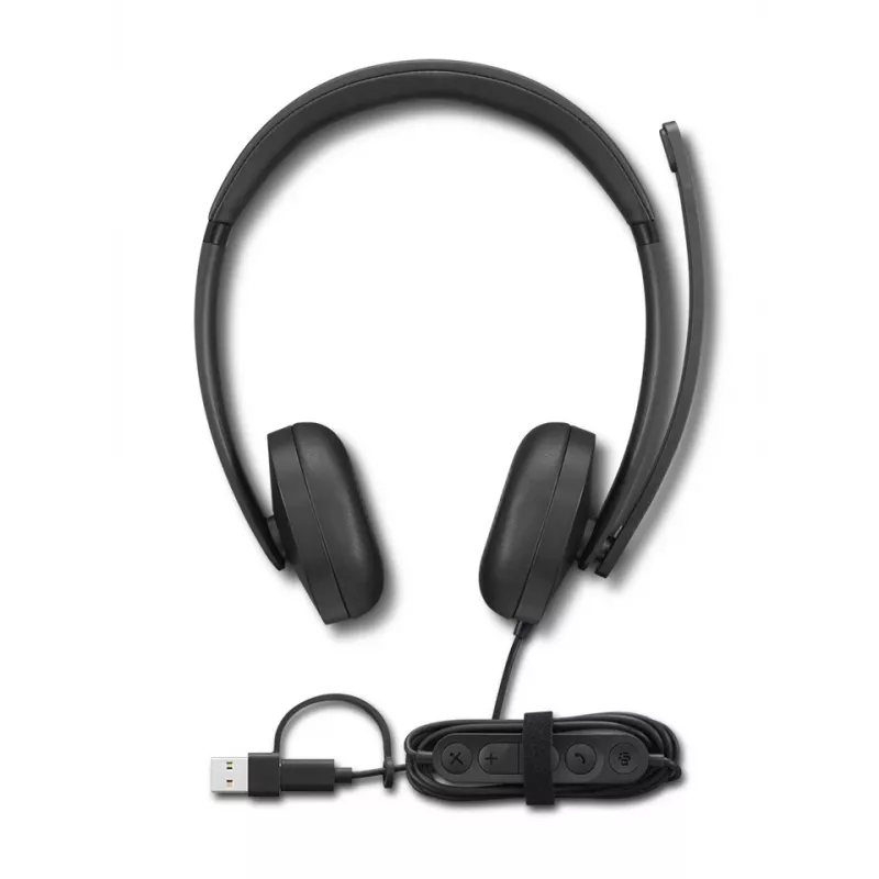 Headset VoIP Lenovo 5000 com fio de arco de cabeça escritório/call center USB Type-C preto
