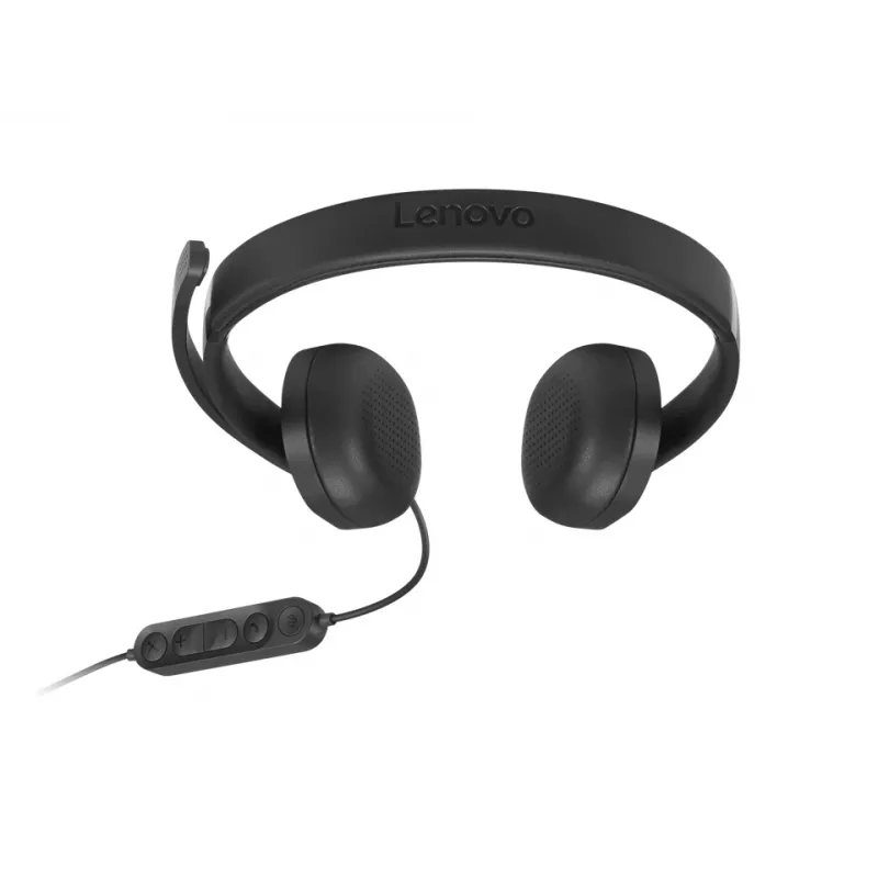 Headset VoIP Lenovo 5000 com fio de arco de cabeça escritório/call center USB Type-C preto