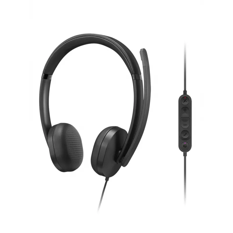 Headset VoIP Lenovo 5000 com fio de arco de cabeça escritório/call center USB Type-C preto