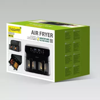 Fritadeira de ar quente Maestro MR-758, cesto duplo 2 × 4,5 l de capacidade, 1400–1800 W, ajustável 80–200 °C, 8 programas, temporizador de 30 minutos