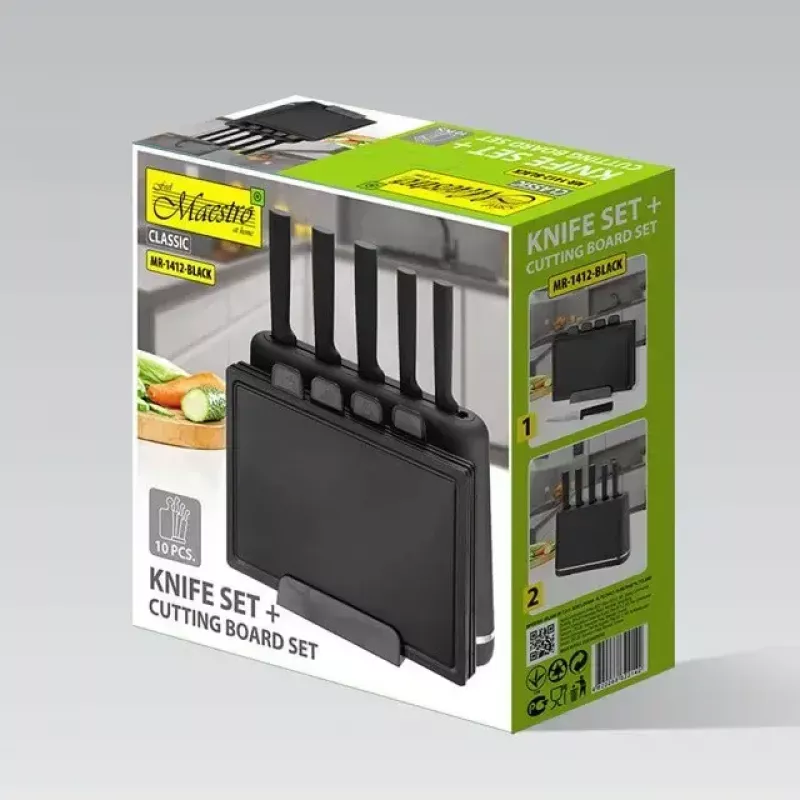 Faca de cozinha Maestro MR-1412-Preto conjunto de faca e tábua