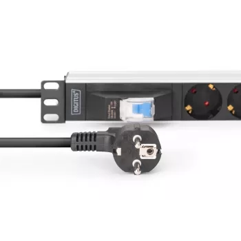 DIGITUS PDU - 1U rackmount alumínio 7x tomada de segurança 16A 4000W 250VAC 50/60Hz 1x disjuntor