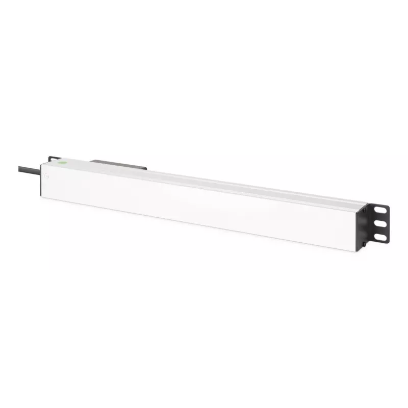 DIGITUS DN-95439 PDU de alumínio para bastidor de 19 polegadas 1U, 7 tomadas Schuko, disjuntor, 16 A, 4000 W, 230 V, 50/60 Hz, cabo de 1,8 m