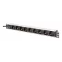 DIGITUS PDU - 1U rackmount alumínio 8x tomada CEE 7/7 1x tomada 10A ficha 250VAC 50/60Hz ficha IEC C14 fusível de proteção