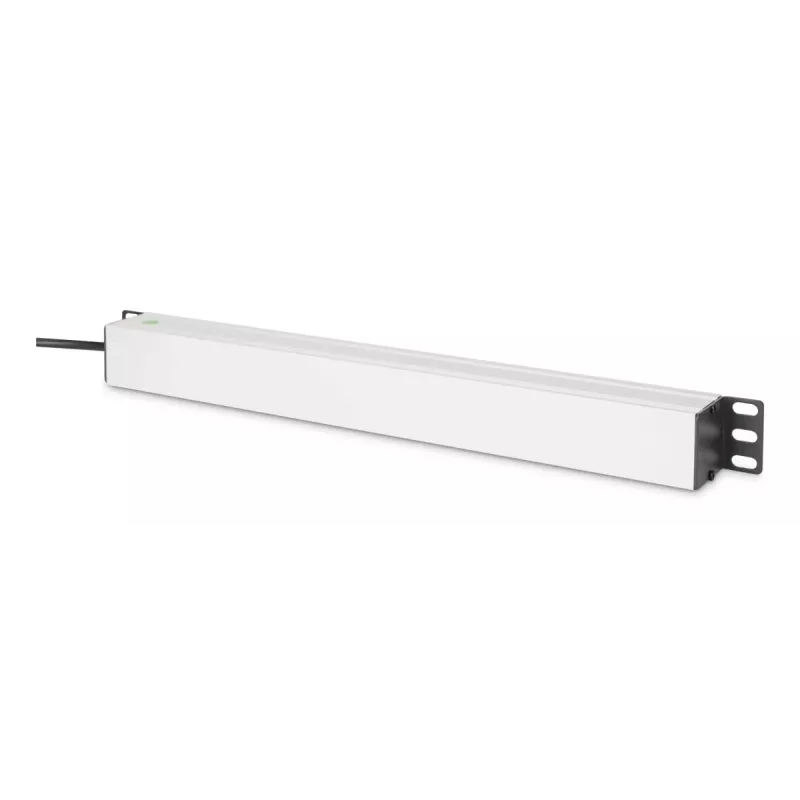DIGITUS PDU - 1U rackmount alumínio 8x tomada CEE 7/7 1x tomada 10A ficha 250VAC 50/60Hz ficha IEC C14 fusível de proteção