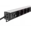 DIGITUS PDU - 1U rackmount alumínio 8x tomada CEE 7/7 1x tomada 10A ficha 250VAC 50/60Hz ficha IEC C14 fusível de proteção