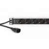 DIGITUS PDU - 1U rackmount alumínio 8x tomada CEE 7/7 1x tomada 10A ficha 250VAC 50/60Hz ficha IEC C14 fusível de proteção