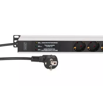 DIGITUS PDU - Filtro de frequência rackmount alumínio 2 m 16 A 3600 W 230 V AC 50/60 Hz 7x segurança 2x tomada