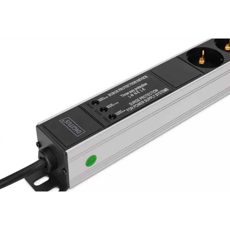 DIGITUS PDU - Filtro de frequência rackmount alumínio 2 m 16 A 3600 W 230 V AC 50/60 Hz 7x segurança 2x tomada