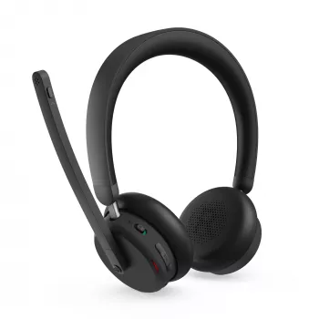 Headset com ANC Lenovo 6550 sem fios arco de cabeça escritório/callcenter USB Type-C Bluetooth preto