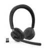 Headset com ANC Lenovo 6550 sem fios arco de cabeça escritório/callcenter USB Type-C Bluetooth preto