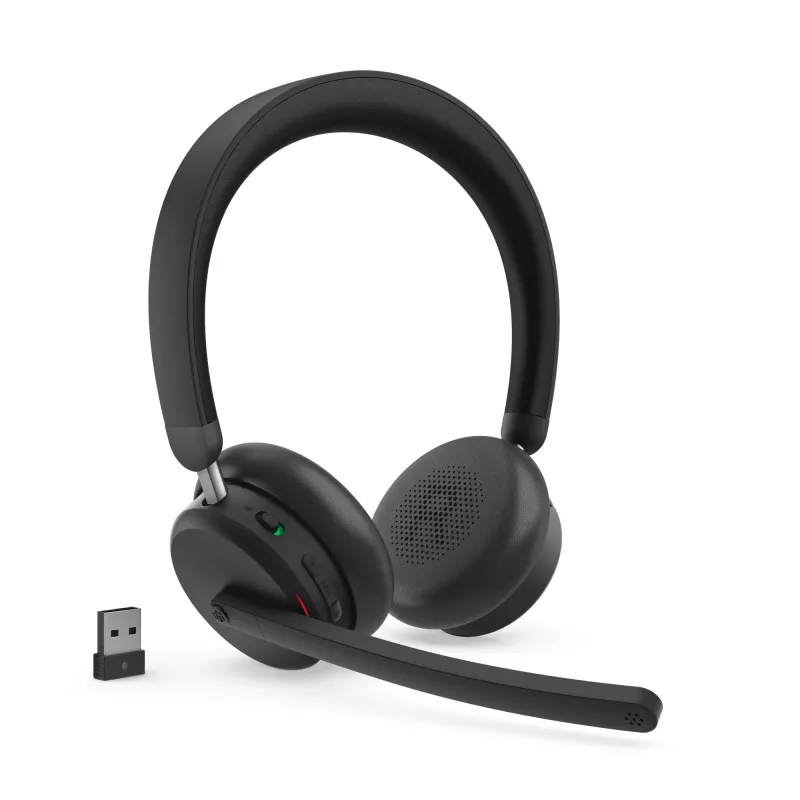 Headset com ANC Lenovo 6550 sem fios arco de cabeça escritório/callcenter USB Type-C Bluetooth preto