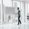 Quadro branco ergo office ER-306 — quadro horizontal de um lado apagável a seco, 1190×790 mm, independente em aço com rodas, magnético