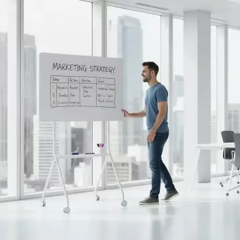 Quadro branco ergo office ER-306 — quadro horizontal de um lado apagável a seco, 1190×790 mm, independente em aço com rodas, magnético