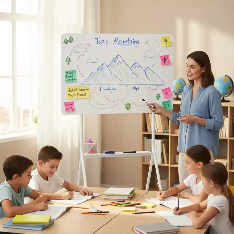 Quadro branco ergo office ER-306 — quadro horizontal de um lado apagável a seco, 1190×790 mm, independente em aço com rodas, magnético