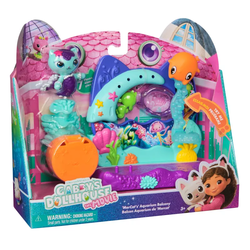 Gabbys Dollhouse: O Filme, Mercats Aquarium-Balkon, com figura e acessórios de casa de bonecas, brinquedo para meninas e meninos a partir dos 3 anos