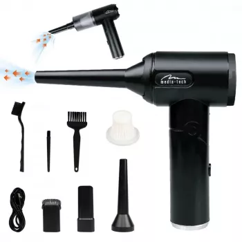Mini soprador MEDIA-TECH MT6538 2 EM 1 Jet Air Duster — aspirador de mão sem fios, 2000 mAh, 65 W, 2500 l/min, 7000 Pa