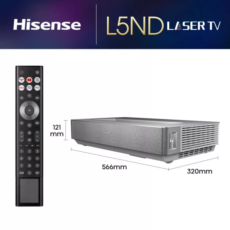 TV de projeção Hisense 120L5ND projetor de distância ultra-curta 2700 ANSI lúmen DLP UHD 4K (3840x2160) preto, prateado 3D