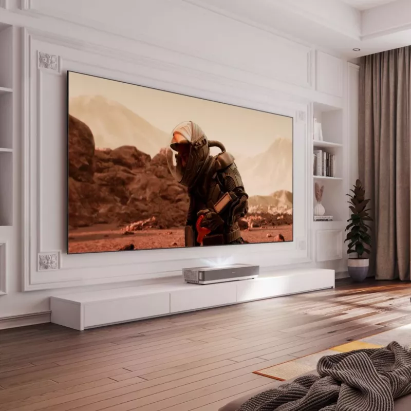 TV de projeção Hisense 120L5ND projetor de distância ultra-curta 2700 ANSI lúmen DLP UHD 4K (3840x2160) preto, prateado 3D